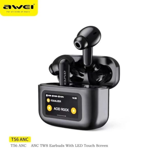 Awei T56 ANC Earbuds With LED Display - Image 2